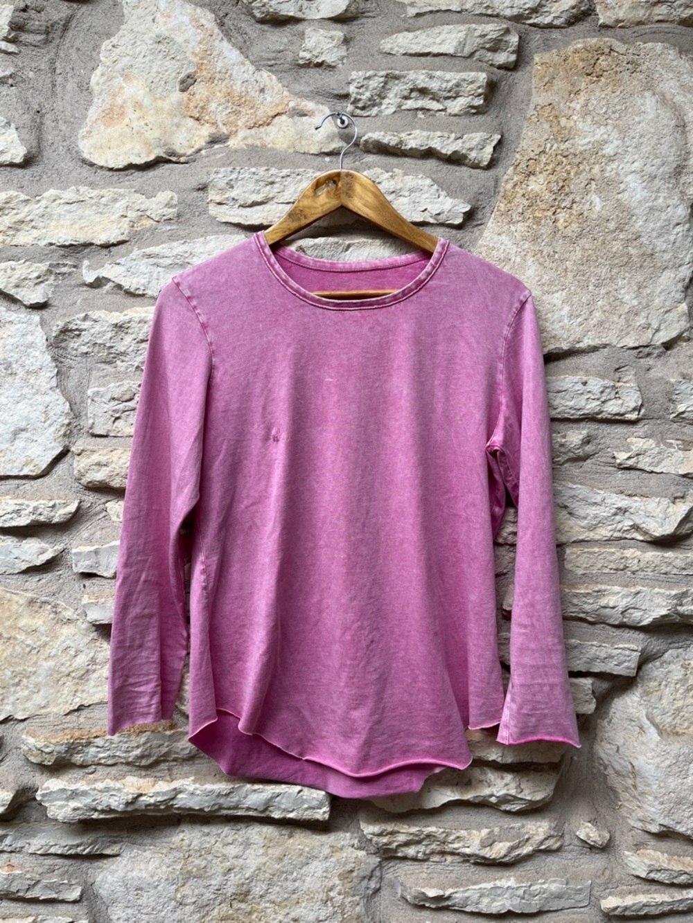 Frank and Eileen Long Sleeve Mineral Wash Pink T Shirt Size S